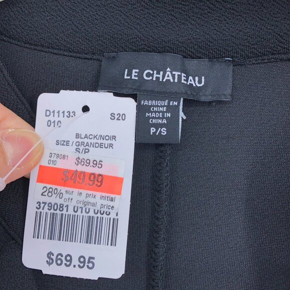 NWT Le Chateau Black V-Neck Shift mini Dress Chest Pocket size S - Picture 7 of 14